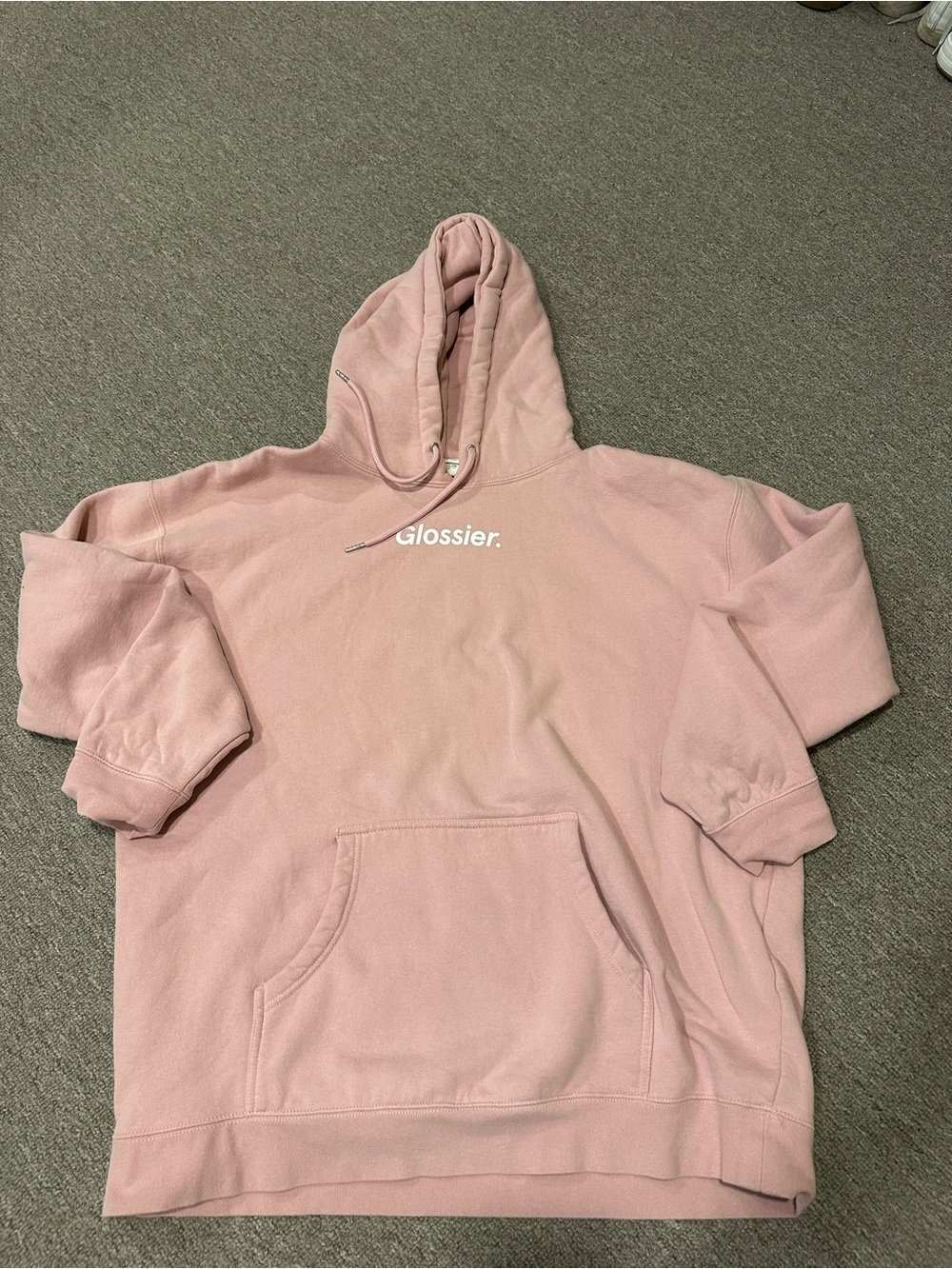 Glossier Pink Logo Hoodie Sweatshirt